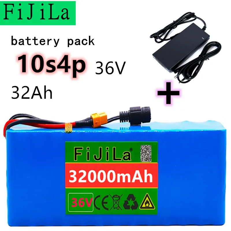 

36V 10S4P 32Ah battery pack 500W high power battery 42V 32000mAh Ebike electric bicycle BMS 42v battery with xt60 plug+charger