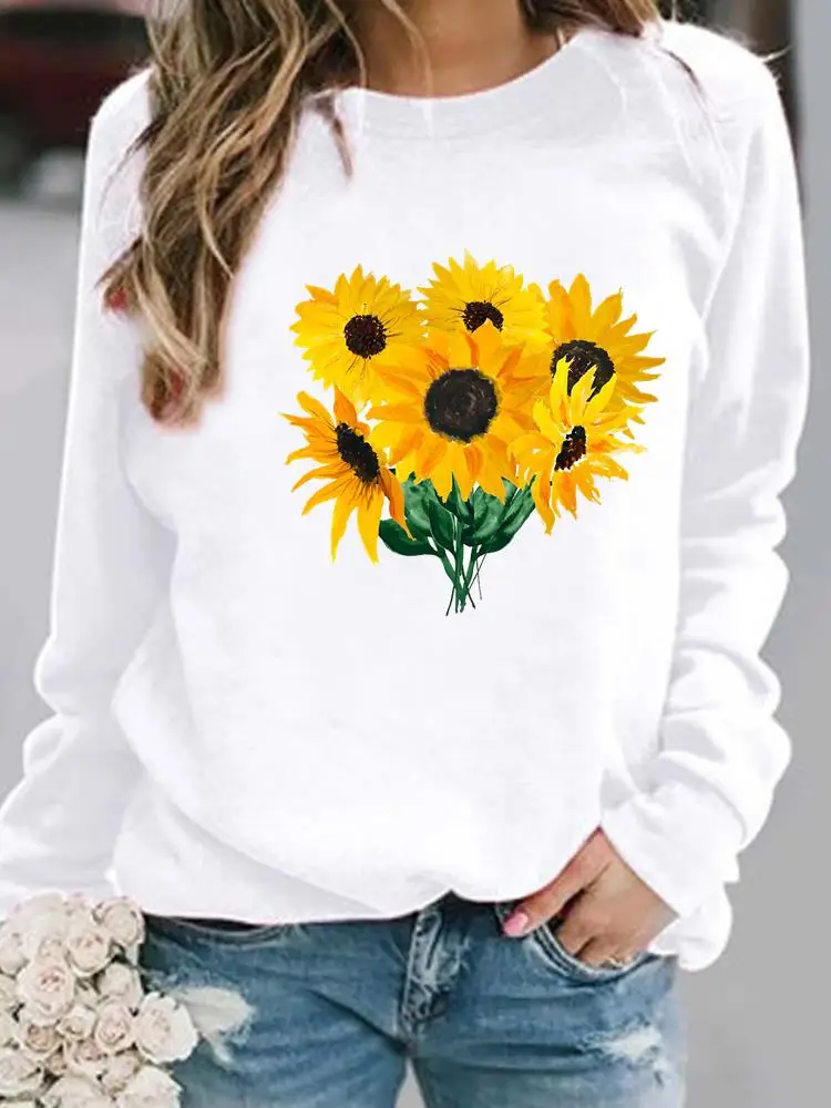 

Woman Fall Autumn Spring Print Female Pullovers Women Flower Style Cute Clothing Ladies Hoodies Casual Graphic Sweatshirts