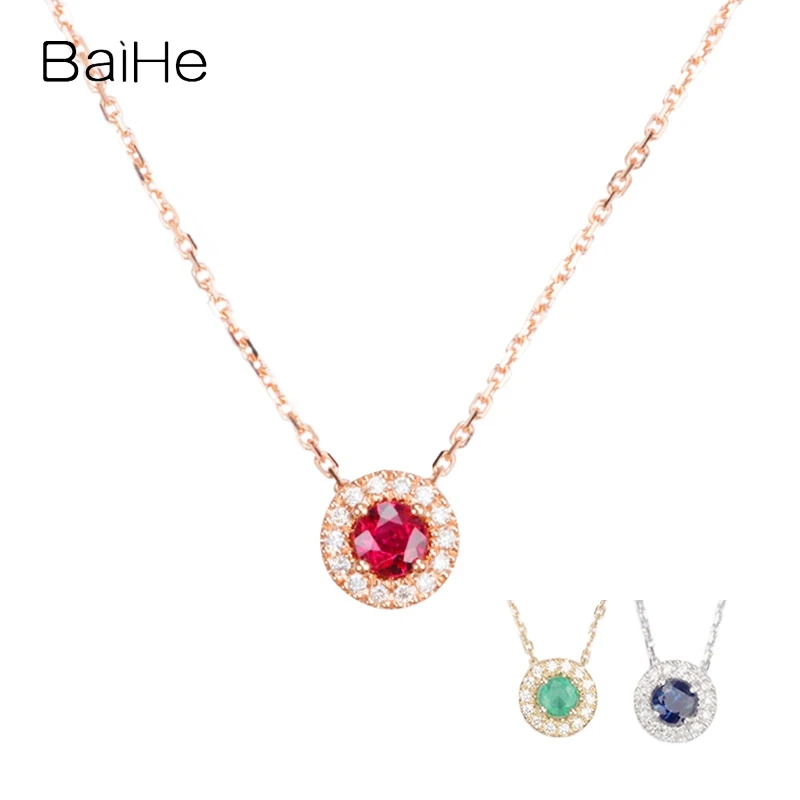 

BAIHE однотонное 18K желтое золото 0,30 карат безупречный натуральный рубин свадебные женские Модные Изящные Ювелирные изделия красивые рубиновые бриллиантовые ожерелья