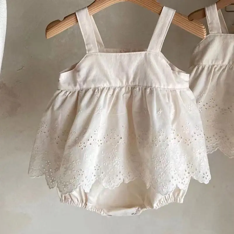 

2023 AncoBear Spring Autumn Clothes Outfit for Baby Girls Kids Kawaii Embroidery Romper + Dress Infant Twin Sister Matching Wear