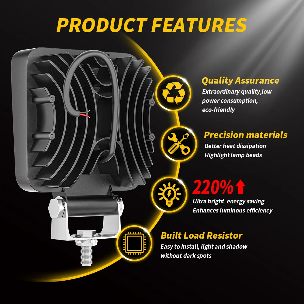 NORGOS 4-дюймовый телефон квадратный 12 В 24 супер яркий 4x4 внедорожник трактор