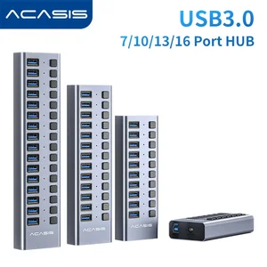 Acasis промышленный USB 3,0 концентратор 7101316 алюминиевый переключатель с 12V адаптером питания Поддержка зарядного устройства для MacBook Pro компьютера