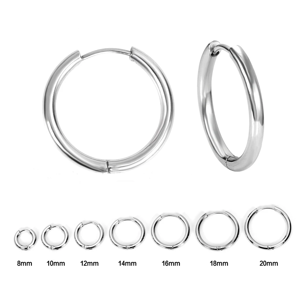 

Круглые серьги-кольца из нержавеющей стали для мужчин и женщин, кольца золотого и серебряного цвета, не выцветают, ювелирные изделия, 2 шт.