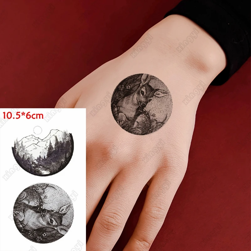 

Тату-наклейка на руку для мужчин и женщин, Геометрическая Водонепроницаемая тату-наклейка с лосями, оленями, стрелами, треугольниками, Волк...