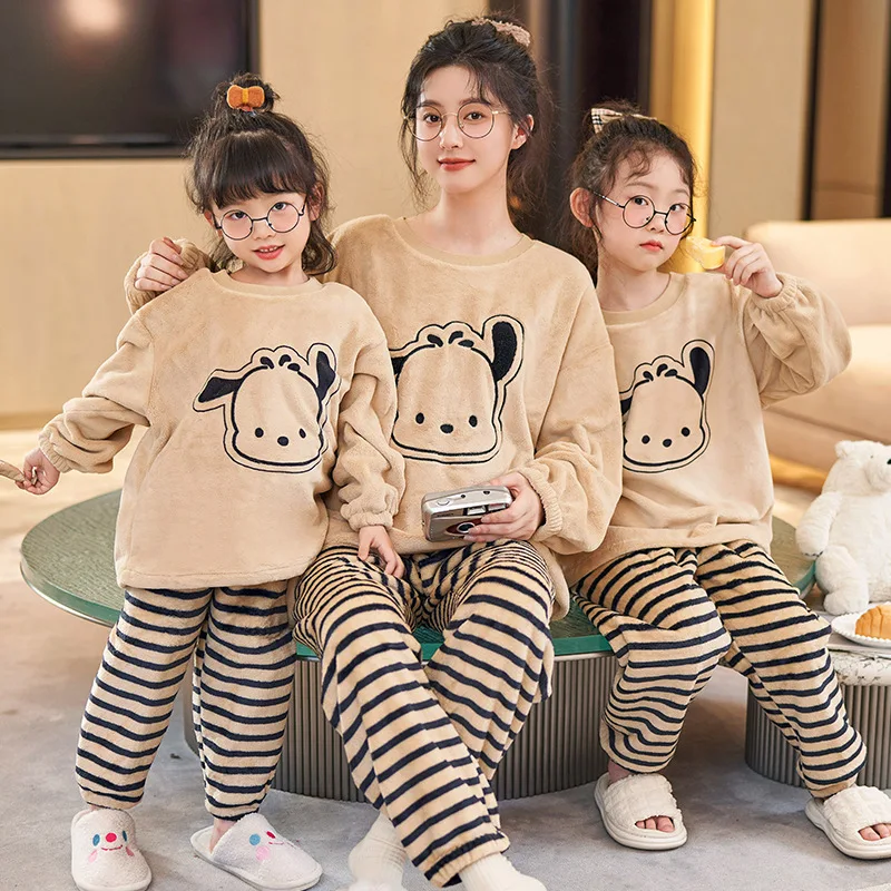 Kuromi осенне-зимние детские пижамы фланелевой пуловер с длинными рукавами Sanrios