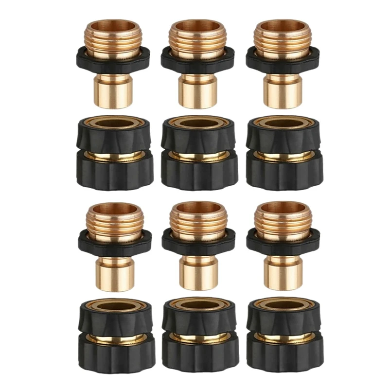

Promotion! 6-Piece Set Garden Hose Quick Connector, 3/4 Inch Male And Female Garden Hose Connector Quick Connector