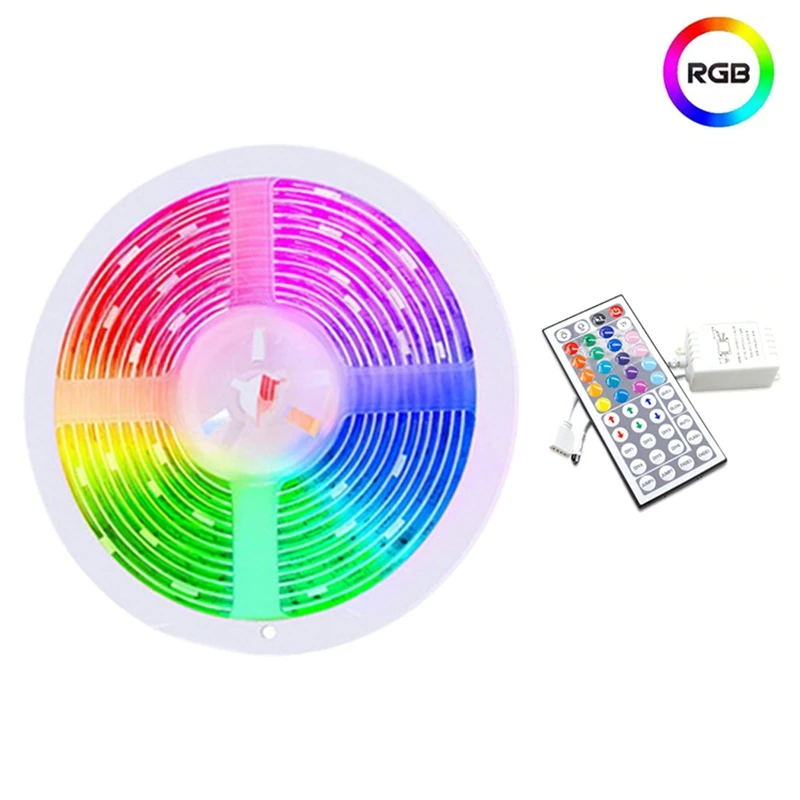 

2835 RGB Light Strip 5M Flexible LED Light Strip With 44 Keys Remote Controller+Controller For Valentine's Day Bedroom