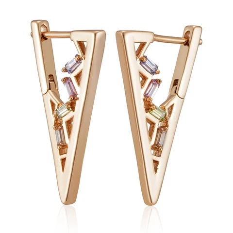 Серьги-подвески Wbmqda розового золота с цирконием