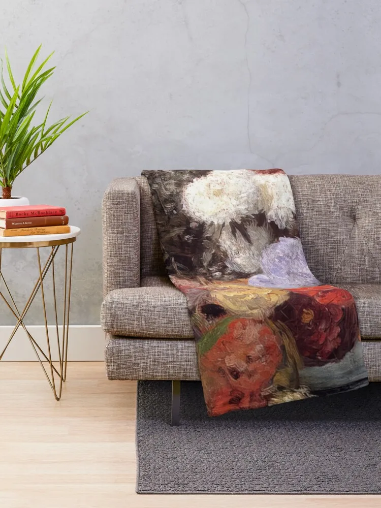 Смешанные цветы в горшке из посуды-Пьера-Аугуста Renoir одеяло для пикника дивана