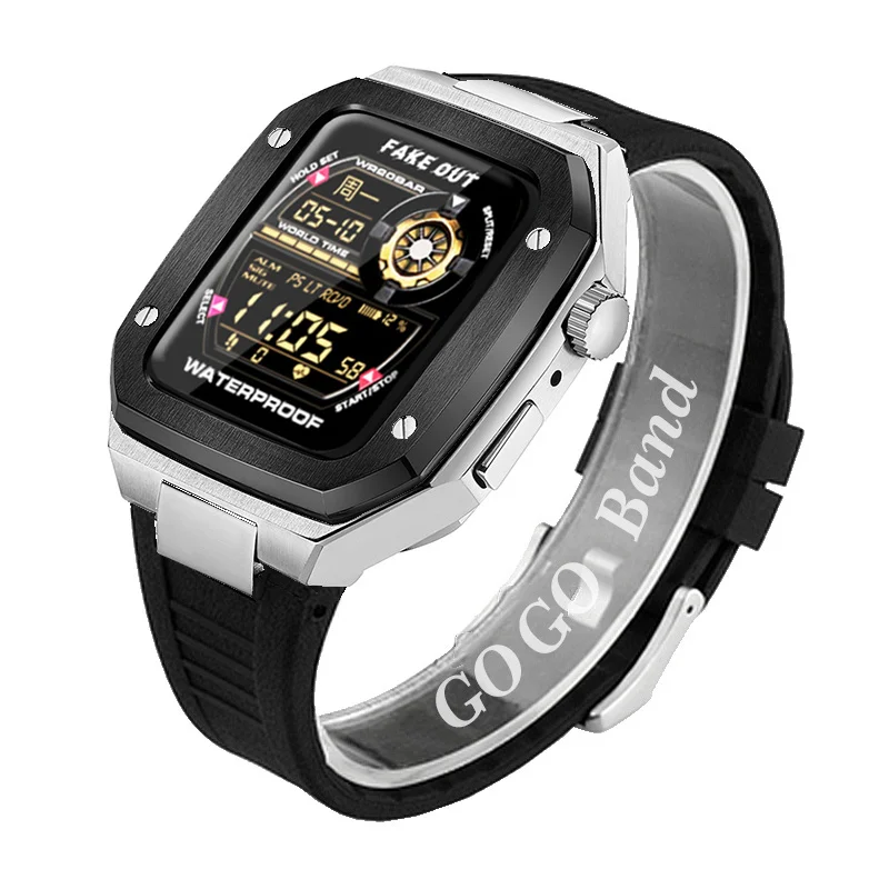 45mm Metal Luxury Strap+case Modification Kit for Apple Watch Band 41mm 44 mm DIY Steel IWatch Series 7 SE 6 5 4 Mod Set 45mm