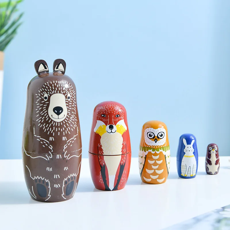 

Home decoration children's toy set doll 5-layer cartoon brown bear pure handmade wooden crafts birthday gift