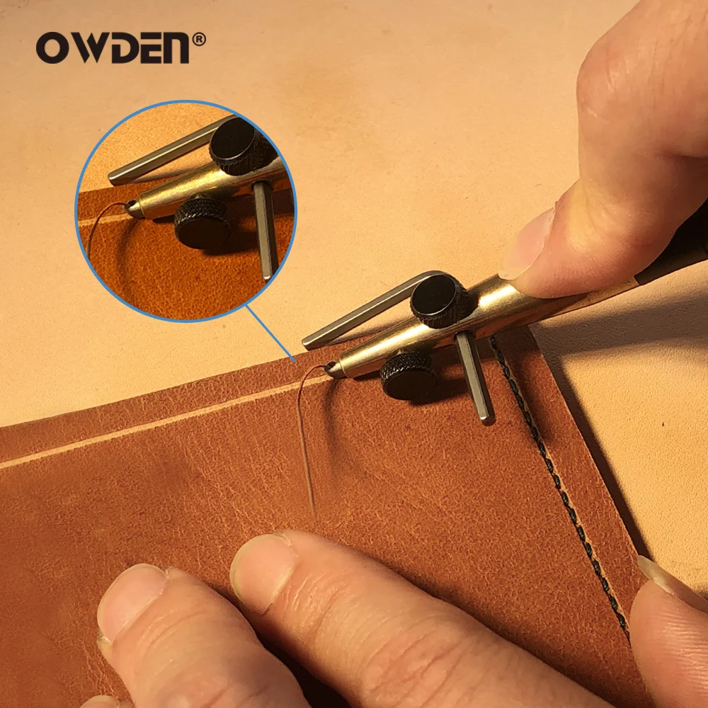 OWDEN 3 in 1 Leather Groover Tool Set (1.0-1.2-1.5mm) DIY Craft Adjustable Crease Edger for Stitching |