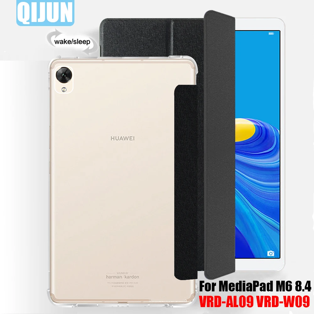 

Чехол для планшета Huawei MediaPad M6 8,4 дюйма 2019 дюйма, умный чехол-пробуждение, кожаный флип-чехол с тройным сложением, чехол-подставка для телефон...