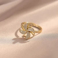 rotating windmill ring fashion luxury zircon gold womans ring delicate girl uncommon jewelry gift accessories wholesale bulk