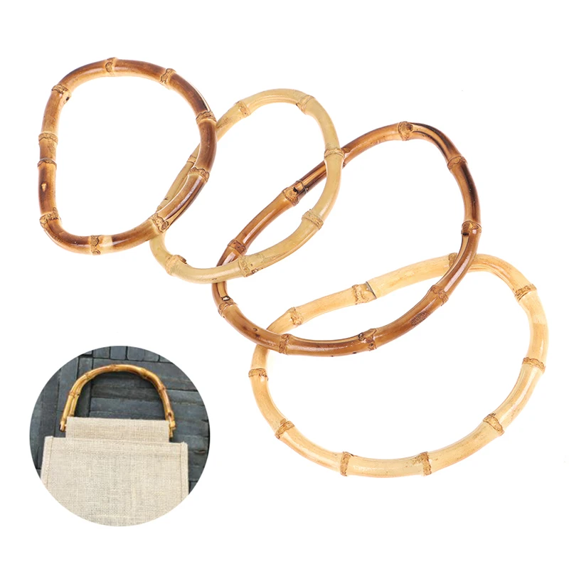 

13cm/15cm Round Bamboo Bag Handles Wood Handcrafted Vintage Handbag Replacement DIY For Bags Anse De Sac Purse Decorative