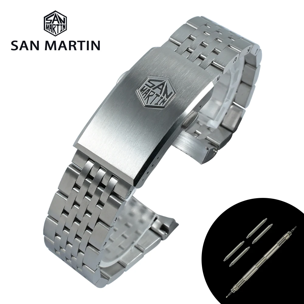 

Высококачественный Браслет для часов San Martin с 7 звеньями, детали для часов из нержавеющей стали 316L, размеры 20 мм