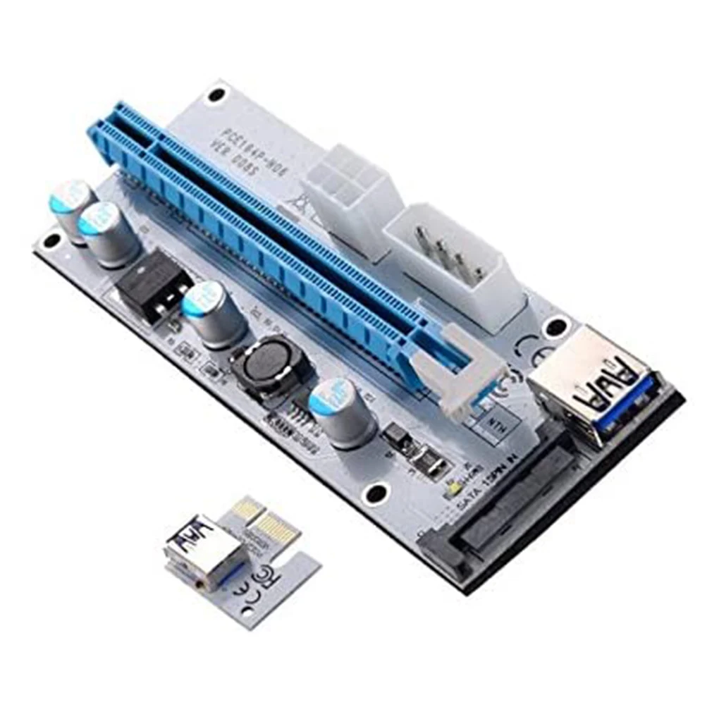 

Плата расширения PCI-E 6-контактный Интерфейс 1x к 16x адаптер графическая карта PCI-E Плата расширения синий белый синий кабель