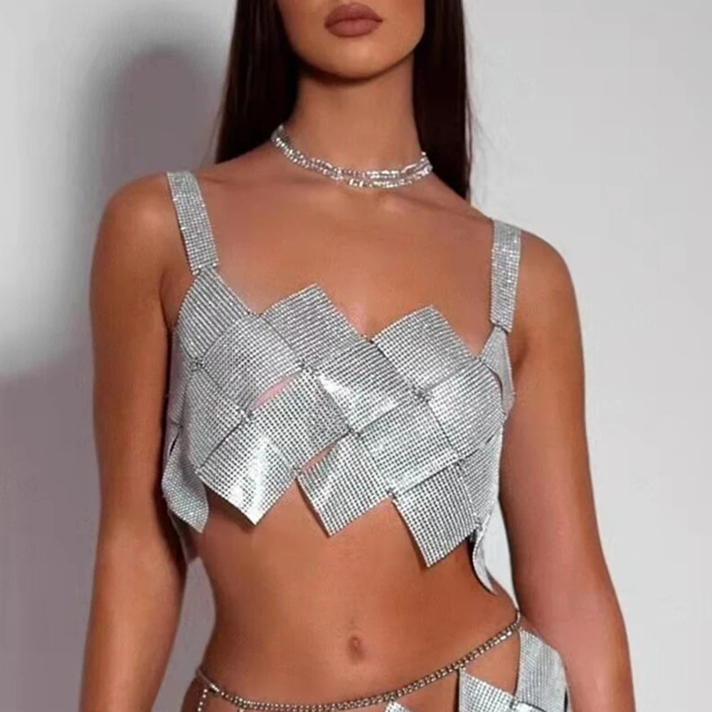 

Sexy Shiny Rhinestone Tops Chain Skirt Women Waist Dress Fashion Body Jewelry
