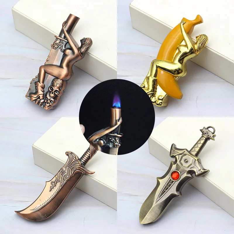 

Sword Beauty Holding Inflatable Windproof Creative Modeling Lighter