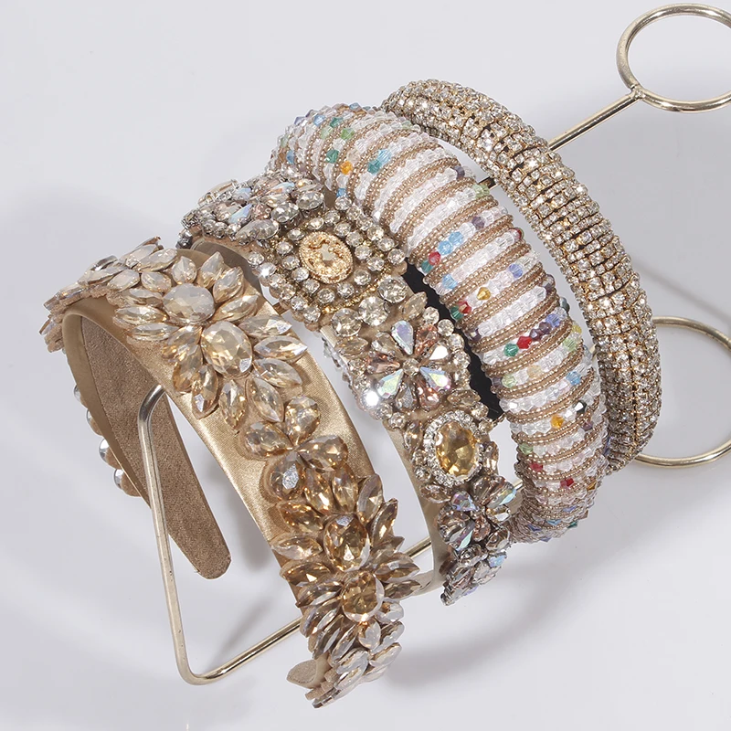 Ed Glass Rhinestone Flower Broad-brimmed Hair Hoop