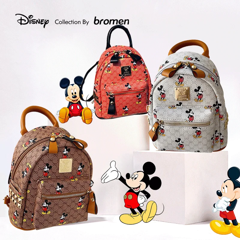 

Модный рюкзак для мамы из ПУ кожи Disney, водонепроницаемый дорожный ранец для детских подгузников с рисунком Микки-Мауса для будущих мам