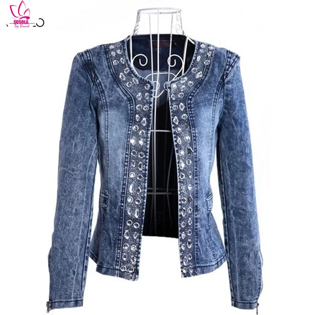 Женская джинсовая куртка с длинным рукавом SUSOLA повседневная верхняя одежда из