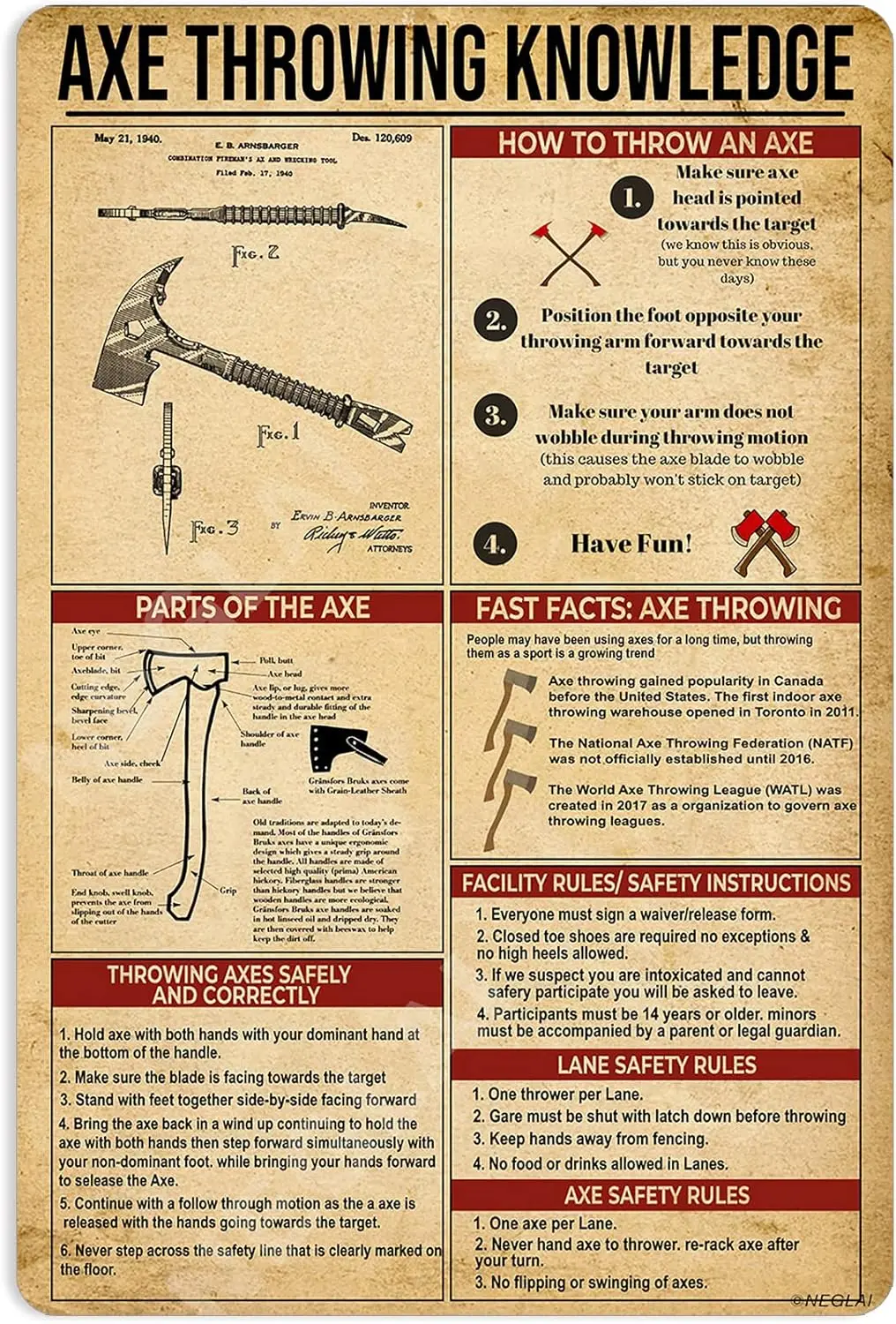 Плакат xe Throwng Knowge Metl Sgns Wll decortons Vntge Decor 16x12 nches