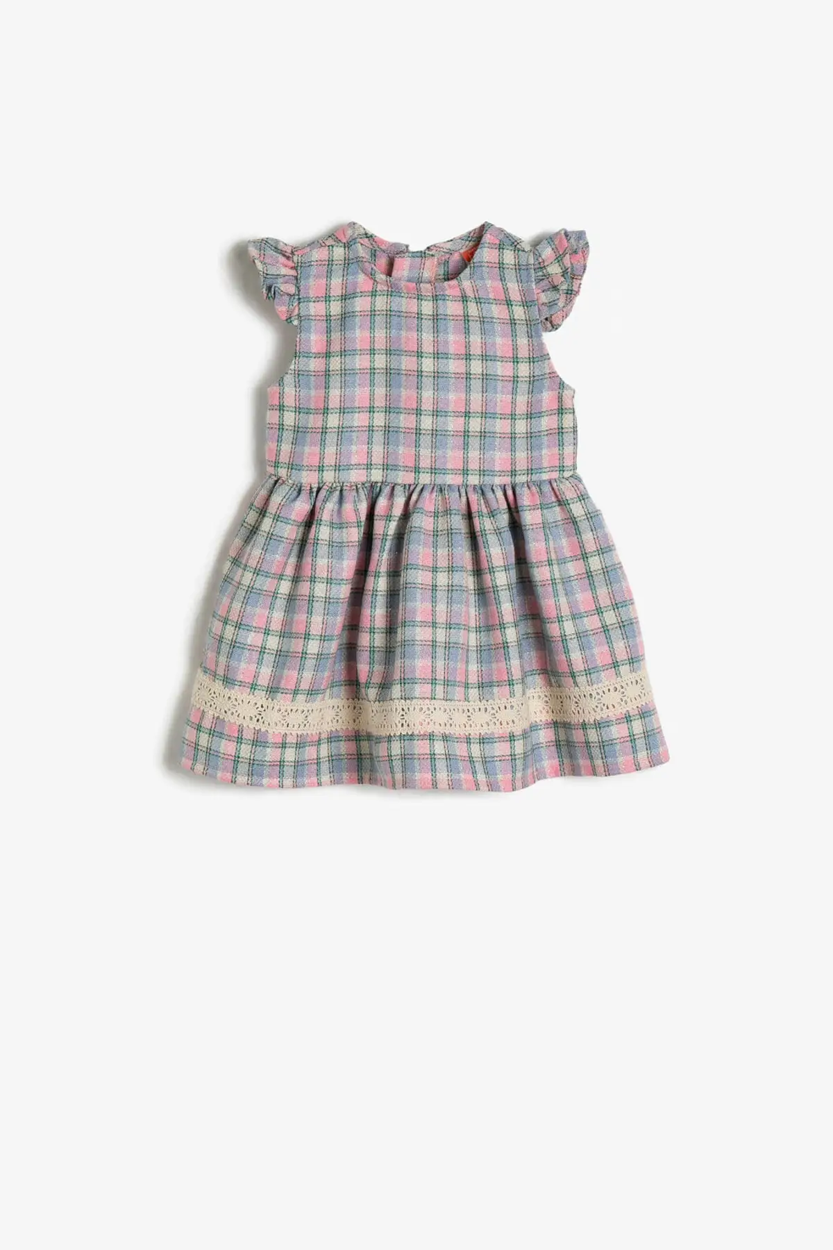

Baby girl green dress Polyester short sleeve plaid/plaid cycling collar Midi clothing