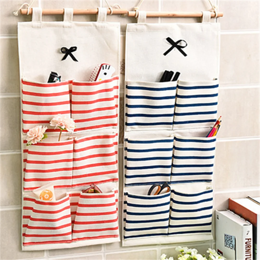 

6/8 Pockets Wall Hanging Storage Bag Cartoon Door Hanging Organizer Multi-Grid Sundries Sorting Bag Bathroom Cosmetic Organizer