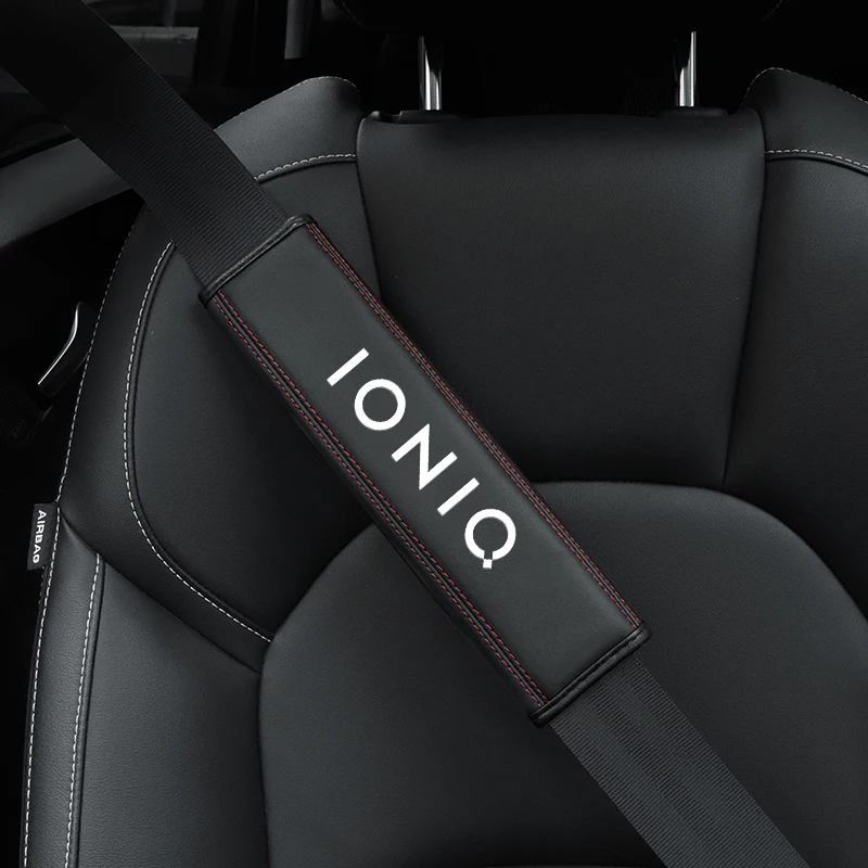 

For Hyundai IONIQ 1pc Cowhide Car Interior Seat Belt Protector Cover For car Auto Accessories