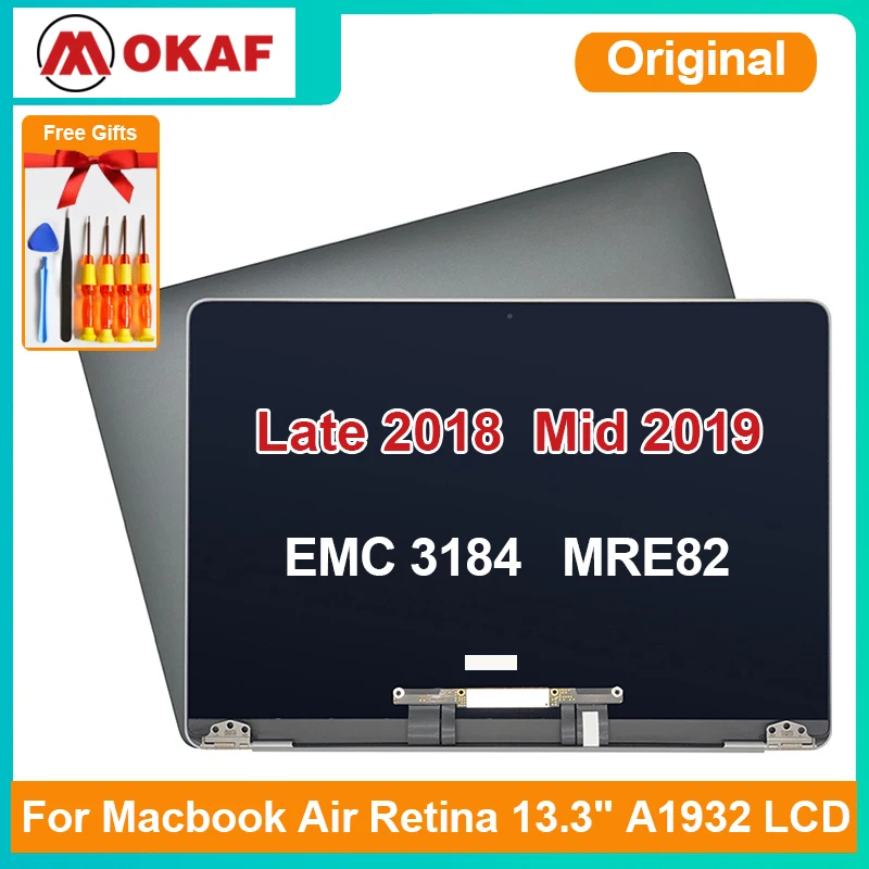 

OKANFU A1932 LCD Screen Assembly for Macbook Air 13" A1932 Display Replacement Retina Gray Silver Gold 2018 2019 EMC 3184 MRE82