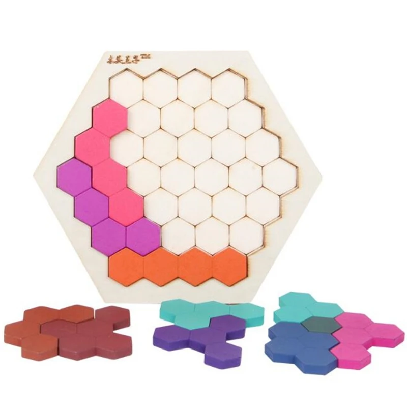 Веселые геометрические мозаичные Пазлы Tangram с Сотами детские деревянные