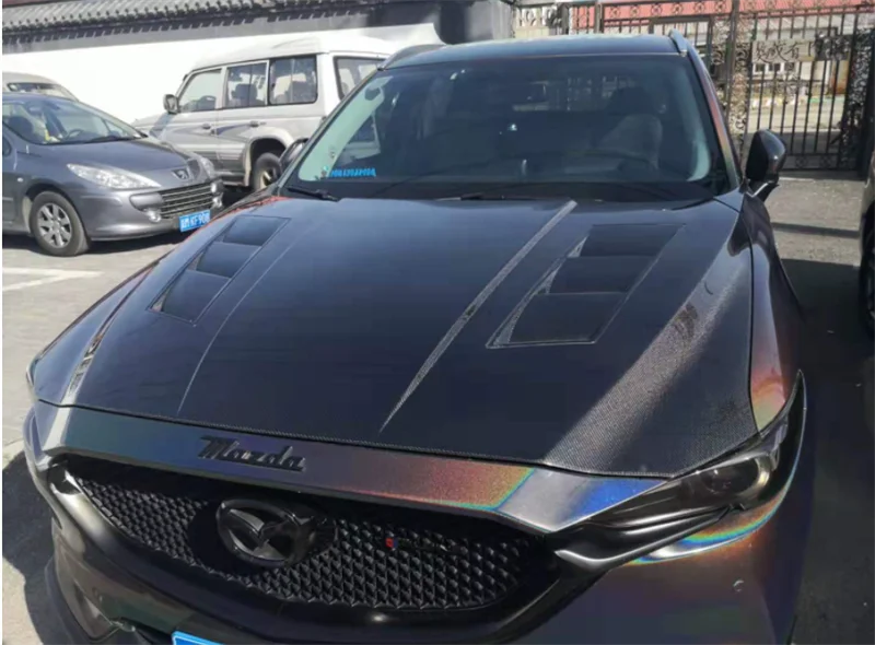 

Высококачественный передний бампер из натурального углеродного волокна, Крышка вентиляционного отверстия капота двигателя, подходит для Mazda CX-5 CX5 2017 2018 2019 2020