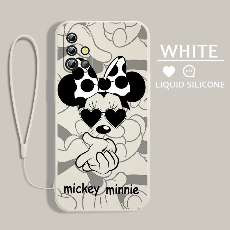 

Cute Disney Mickey Mouse Phone Case For Samsung A54 A34 A04 A14 A13 A12 A31 A91 A81 A71 A51 A11 Core Lite Liquid Rope Cover