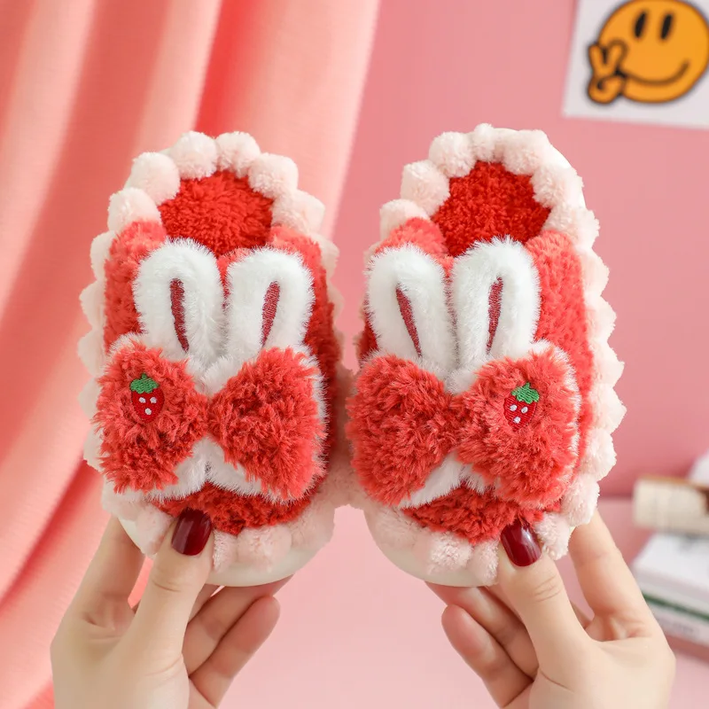 Зимние Теплые Детские Плюшевые Тапочки С Рисунком Принцессы Бантом Унисекс