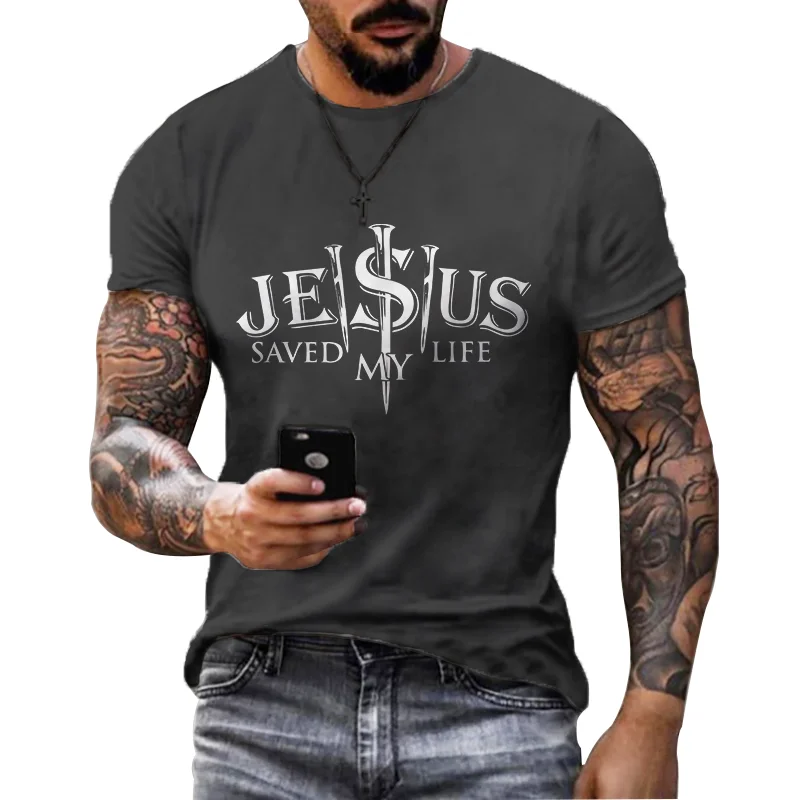 

Retro Jesus Printed T-Shirts O-Neck Hip Hop Tee Tops Men's T-shirt Hot Sale Casual Clothes Tee Tops Men Oversized T Shirt 6XL