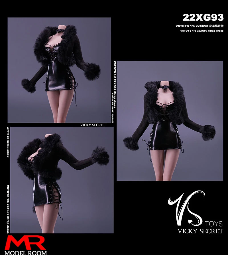 Фото VSTOYS 22XG93 1/6 женские черные кожаные колготки юбка платье одежда модель подходит для 12 дюймов TBL S12D солдат экшн-фигурки Куклы №5