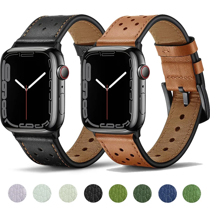 

Leather strap For Apple watch bands 45mm 44mm 49mm 41mm 40mm 42-38mm correa wristband bracelet iWatch series ultra 3 5 6 SE 7 8