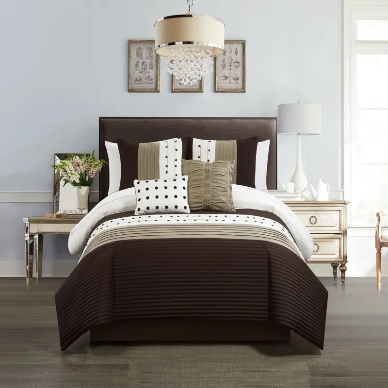 

Lani 5-Piece Solid Color Comforter Set, Queen, Brown