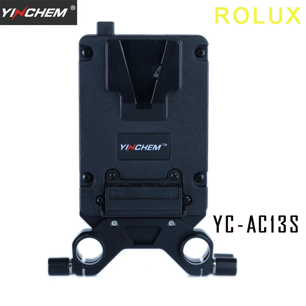 

YinChem ROLUX YC-AC13S Mini V-Port Mounting Plate V-Mount Battery Plate Buckle DSLR Kit with 2X D-Tap Outputs,LWS Rod Bracket