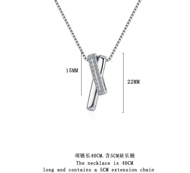 Настоящее серебро 925 пробы с цирконием и крестом X кулон-колье ожерелье для модных