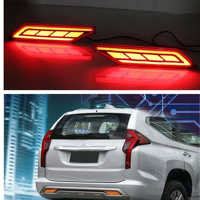 Rear Bumper Tail Signal Brake Light Red For Mitsubishi Pajero Shogun 2018-2020 Car Accessories Led Lights Rear Bumper Tail Signal Brake Light Red For Mitsubishi Pajero Shogun 2018-2020 Car Accessories Led Lights