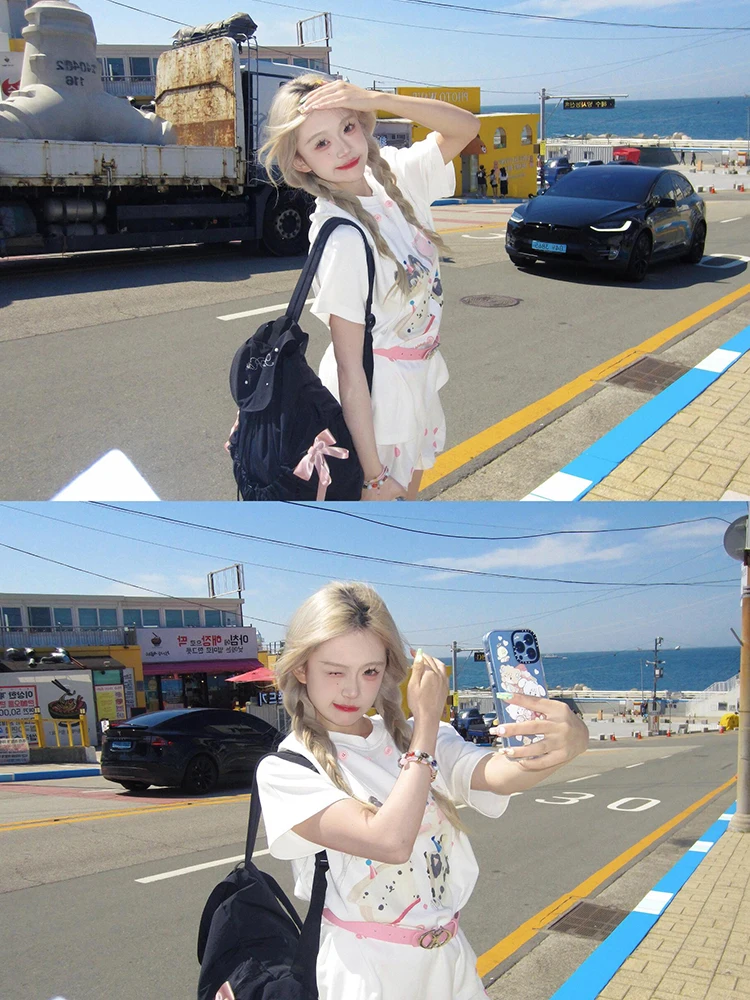 Японская мода больших размеров милая и забавная футболка с короткими рукавами