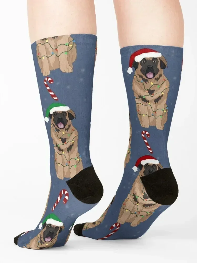 Рождественские носки Leonberger Santa чулки мужские летние для девочек