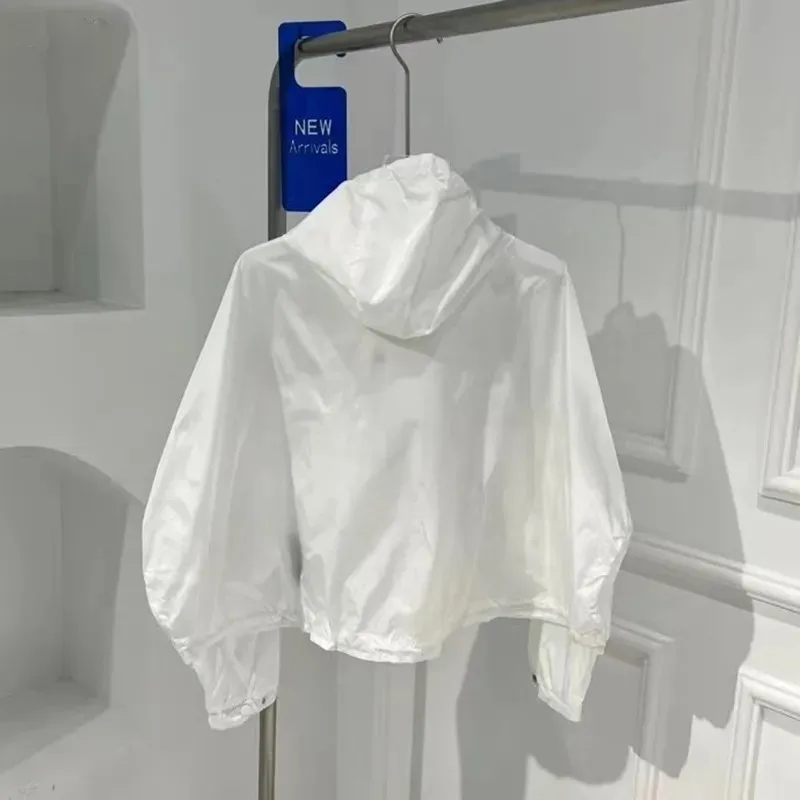 

Fashion Pocket Sunscreen Clothes Spring Summer Casual Loose Short Hooded Jacket Long Sleeved Windbreaker Zipper Thin Basic Coat