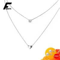 trendy necklace silver 925 jewelry heart shape zircon gemstone pendant accessories for women wedding engagement promise party