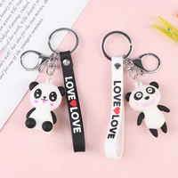 cute keychain creative cartoon peking panda keychain silicone key chain panda key ring car bag key pendant