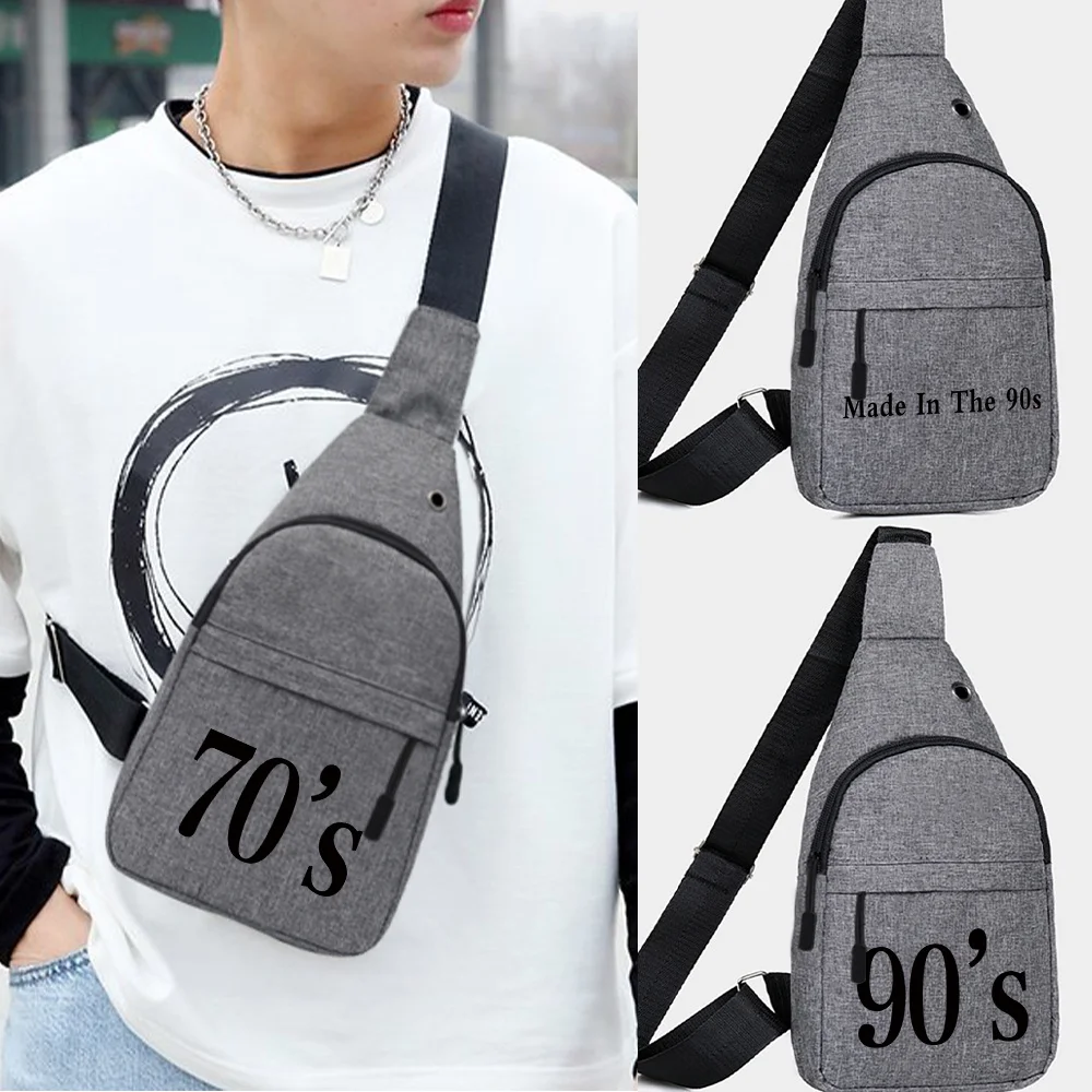 

Portable Chest Bags for Men Outdoor Sports Travel Shoulder Cross Body Organizer Poch Case Years Print Purses Grey Phone Handbags