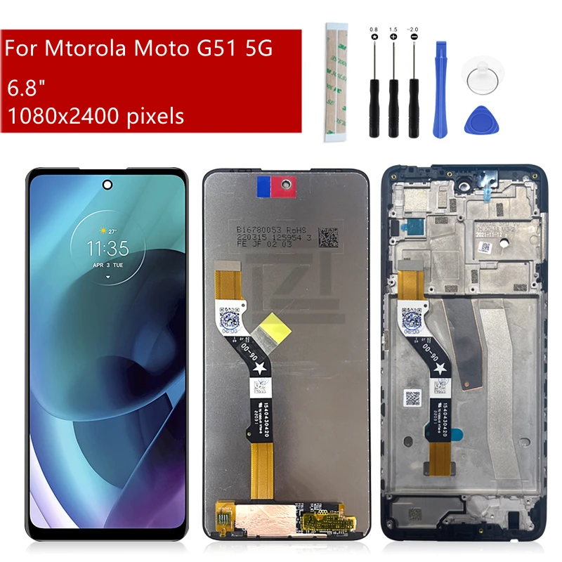 Для Motorola Moto G51 5g ЖК-дисплей сенсорный экран дигитайзер в сборе XT2171-2 дисплей с