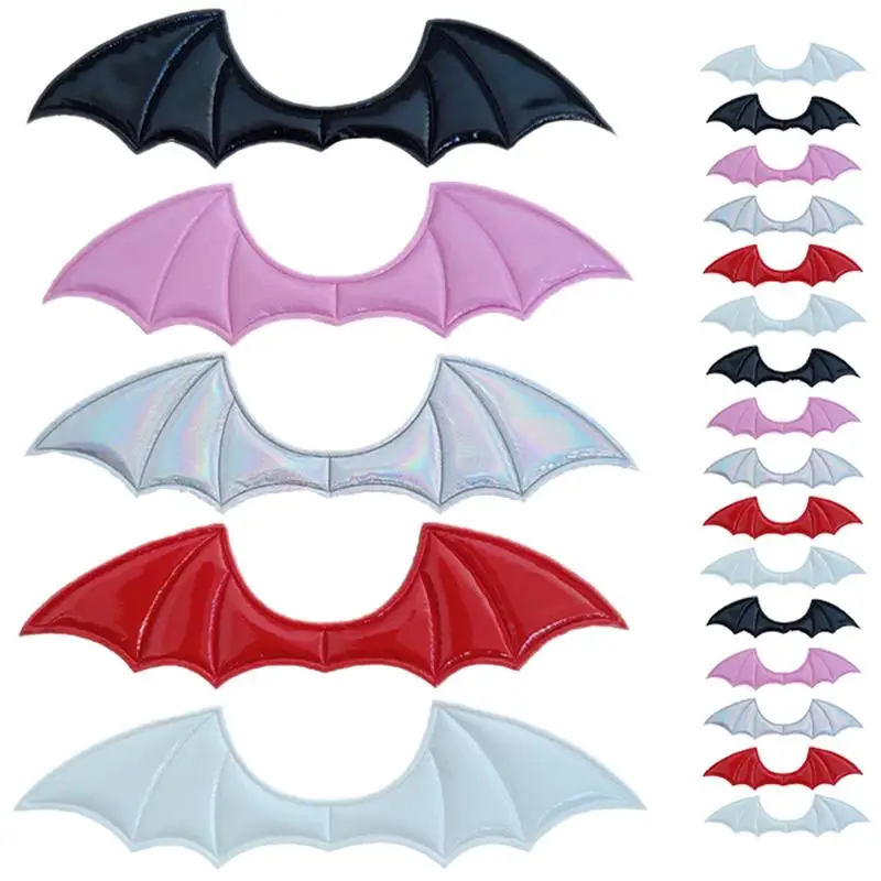 20pcs Leather Fabric Bat Wings Padded Patch For DIY Halloween Costume Vampire Hair Clip Decoration Patches Party Favor